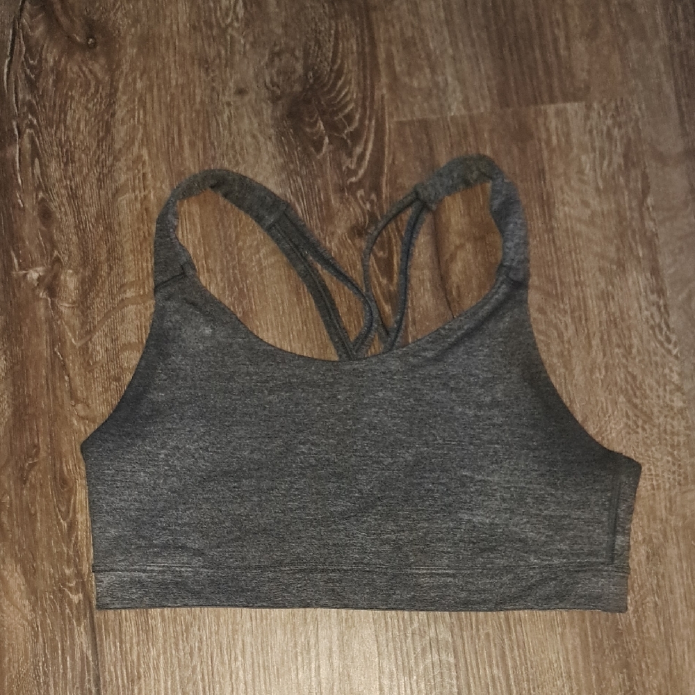 Charcoal Women's Sports Bra with Strappy Back